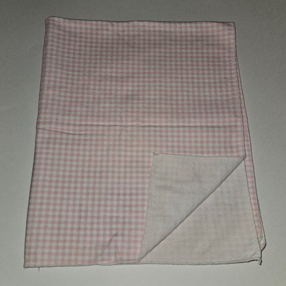 VTG Carter's Pink White Gingham Print Receiving Blanket 30x40 100% Cotton READ